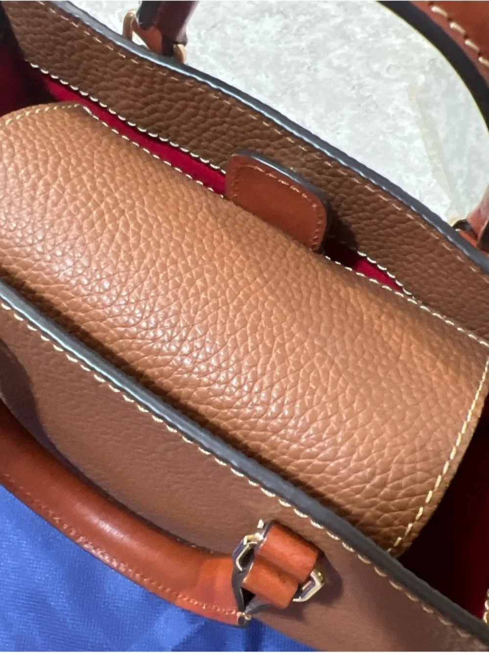 Dooney & Bourke Mini zip Janine caramel  Pebbled Leather Satchel